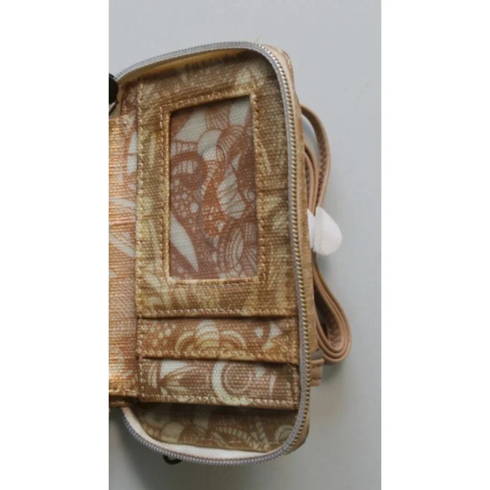 Sakroots Wallet/wristlet/cell phone purse w/Crossbody Strap Gold Celestial Sun